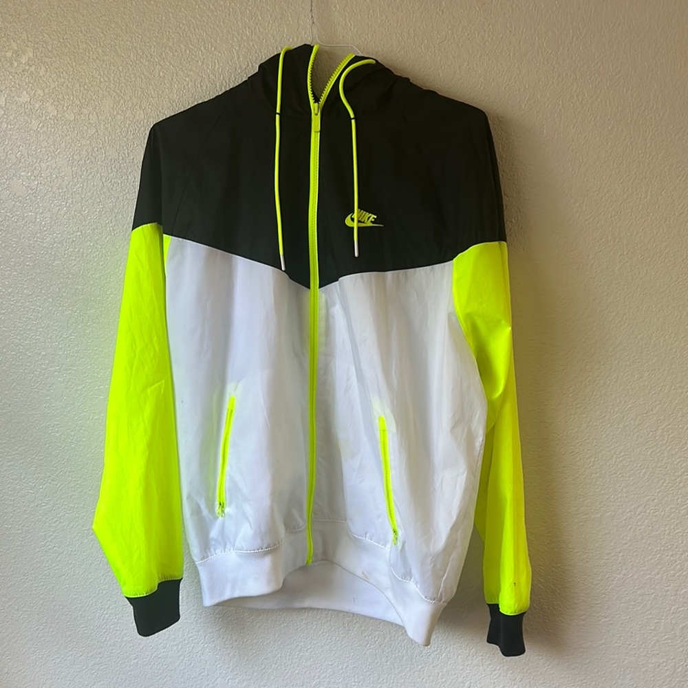 Nike Black and Neon Yellow Windbreaker